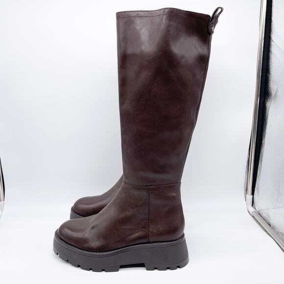 Vince Camuto Women's Nettrio Leather SideZip Over The Knee Boots Brown Size 5.5M - Picture 4 of 13